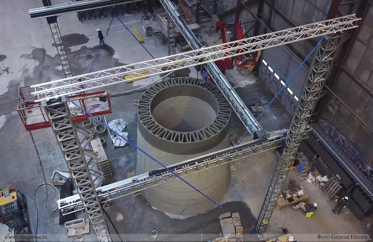 Фото процесса 3d печати бетонного основания ветряных электростанций
