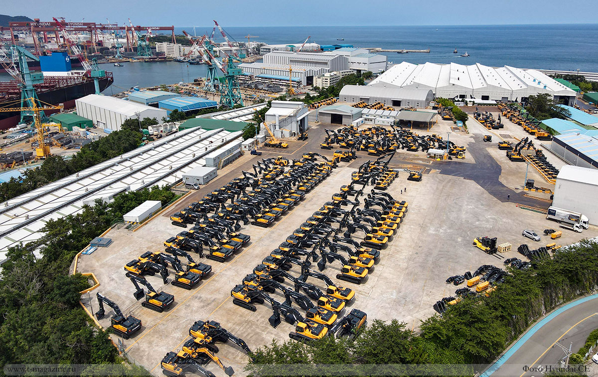 Панорама на завод Hyundai Construction Equipment в Ульсан, Южная Корея