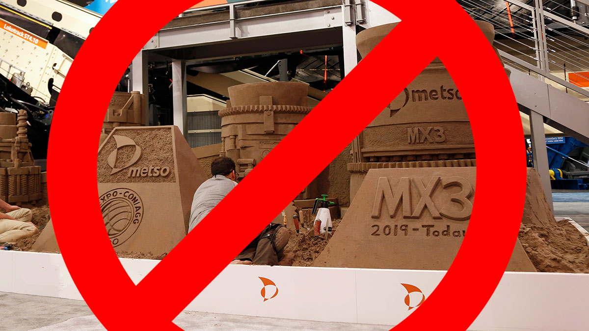 Знак запрета на фото дробильного оборудования Metso