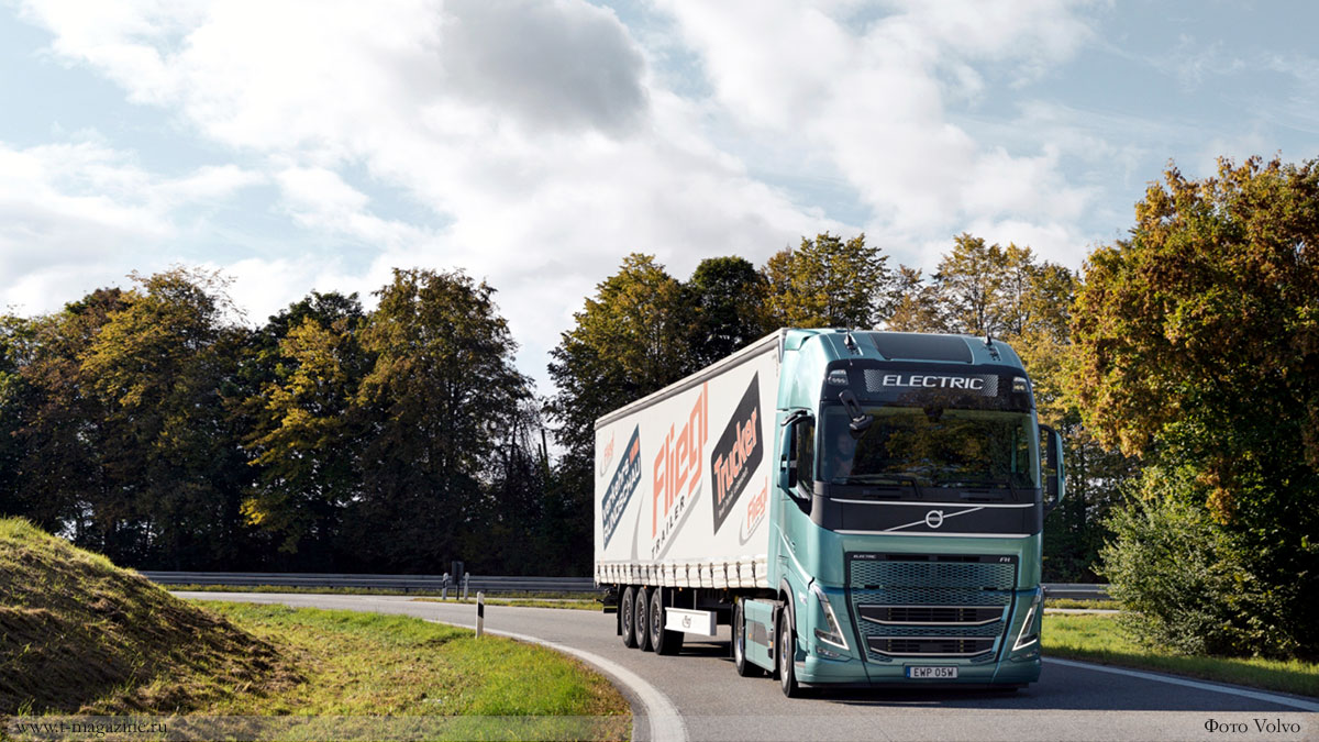 Фура Volvo FH Electric на трассе Green Truck Route в Германии