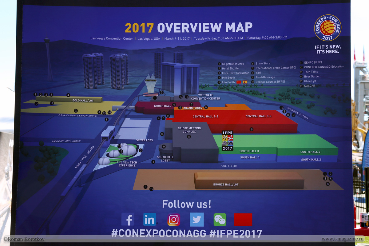 Вид на Gold Lot выставки CONEXPO-CON/AGG 2017 с высоты 65 метров