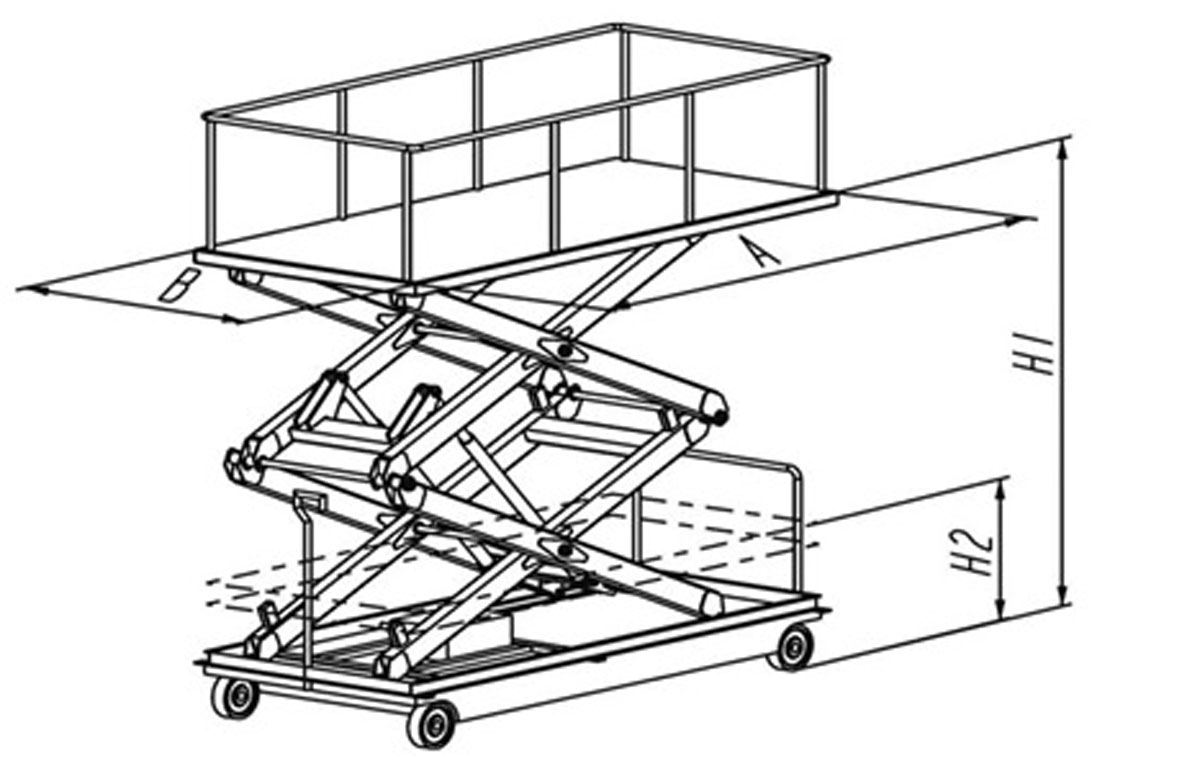 Схема ножничного подъёмника для строительных и отделочных работ